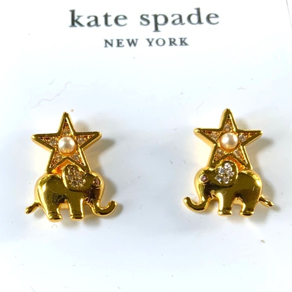 NWT Kate Spade WINTER CARNIVAL EARRINGS Gold Tone CZ Crystals Pearl UNIQUE STUDS - Picture 2 of 7